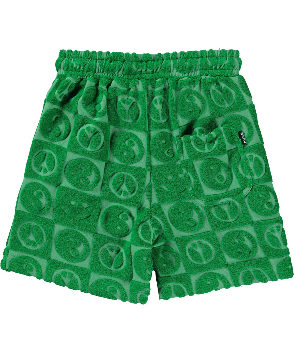 Abay - Bright Green - Groene badstoffen korte broek met patroon