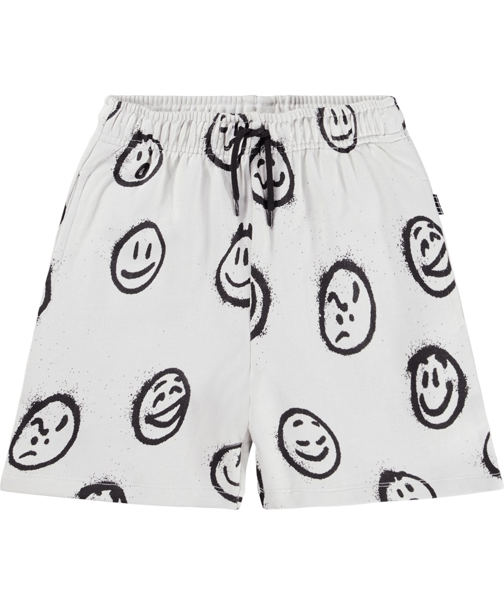 Adian - Different Moods - Gebroken witte korte broek voor kinderen gemaakt van biologisch katoen met een print.
