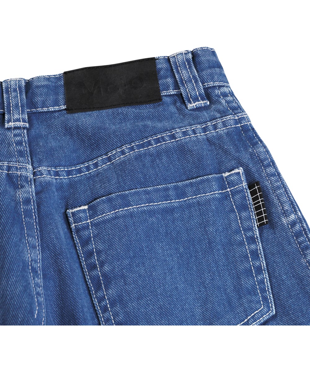 Art - Swell Blue Wash - Blauwe, wijde korte spijkerbroek voor kinderen gemaakt van biologisch katoen