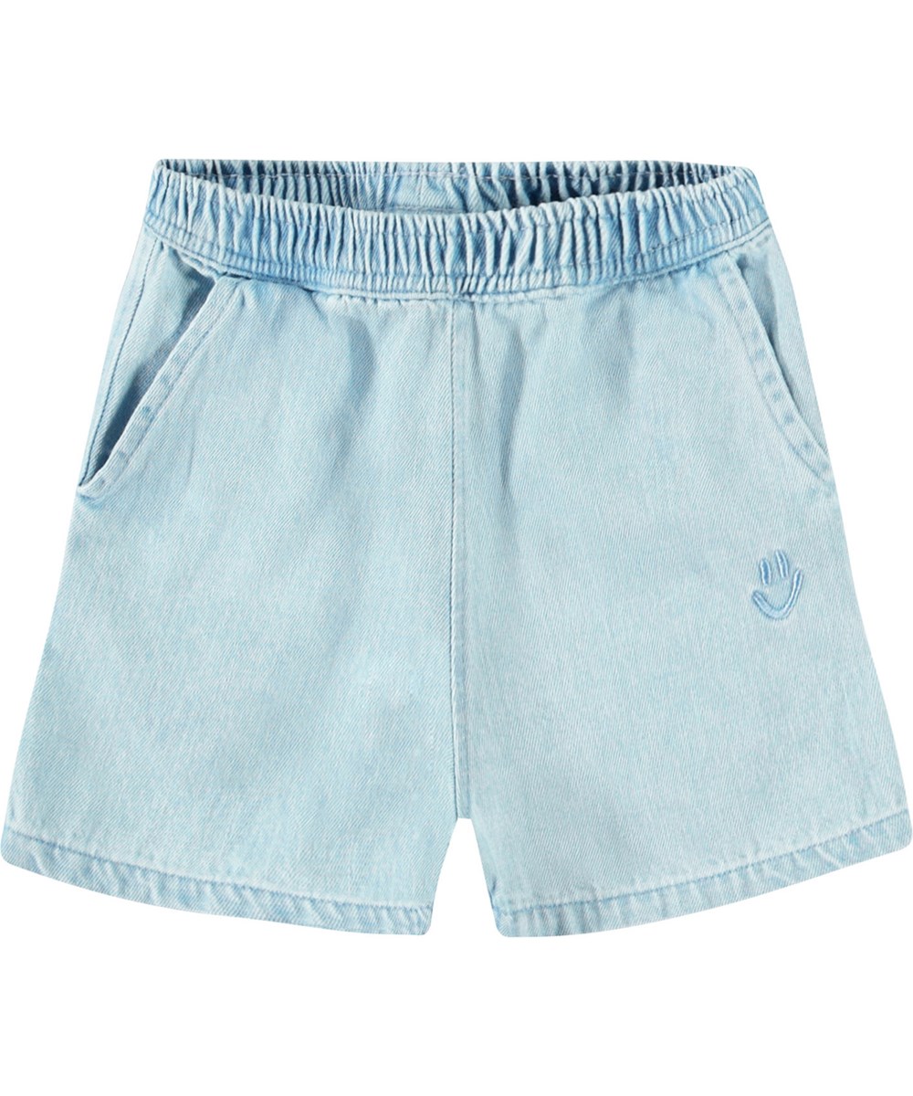 Shine - Misty Denim - Lichtblauwe korte babyspijkerbroek van biologisch katoen.