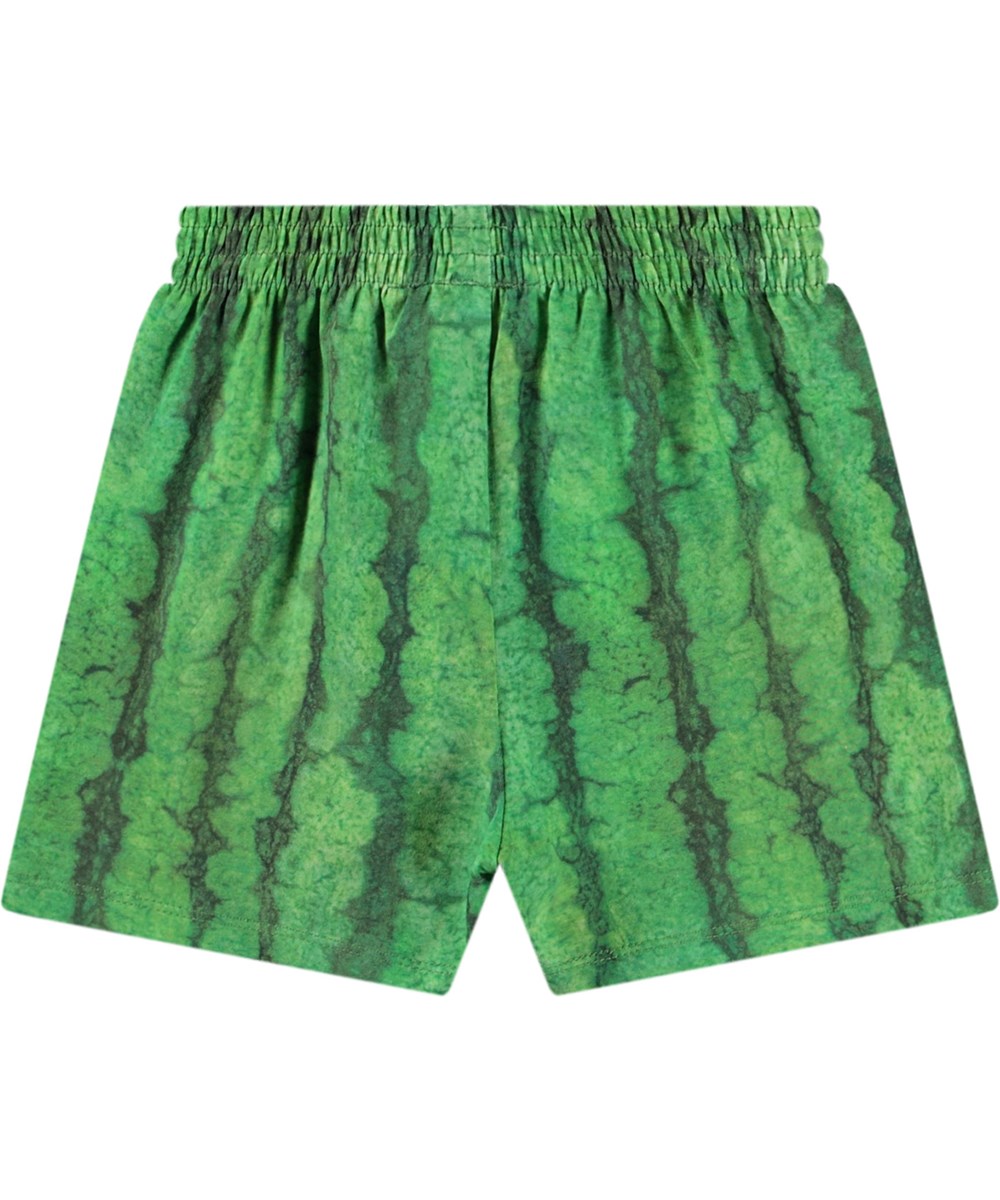 Suno - Melancia - Short van biologisch katoen voor de kleintjes. De short is groen met een watermeloenprint.