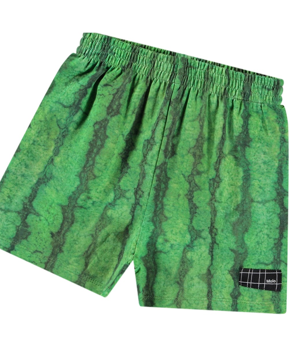 Suno - Melancia - Short van biologisch katoen voor de kleintjes. De short is groen met een watermeloenprint.