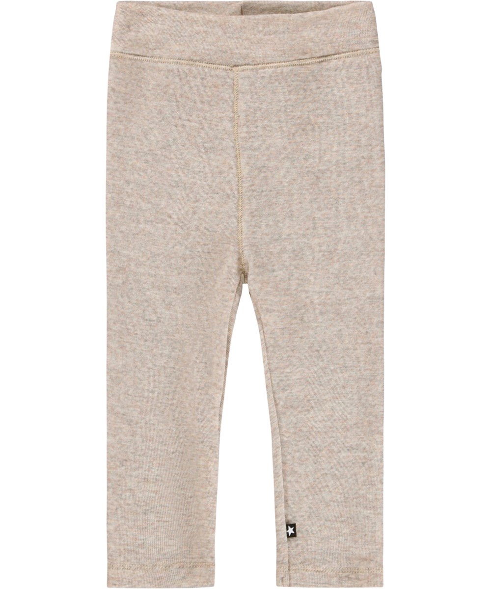 Sting Wool - Oatmeal Melange - Beige leggings for the little ones made of merino wool.