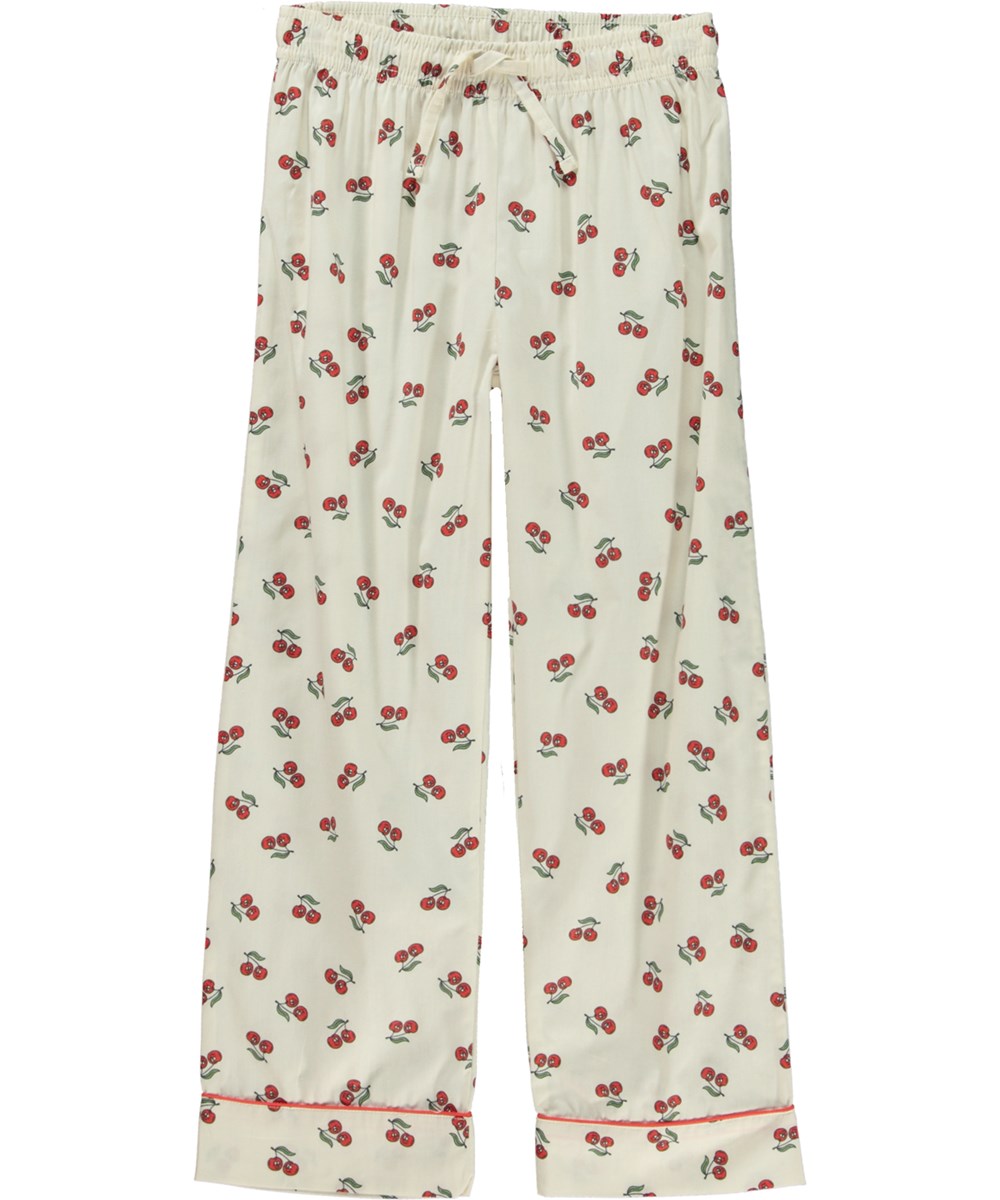 Lex - Cherry Night - Witte pyjama met kersenprint