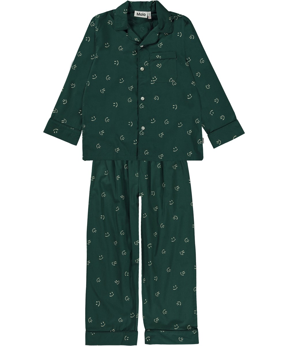 Lex - Happy Simple - Donkergroene pyjama met print