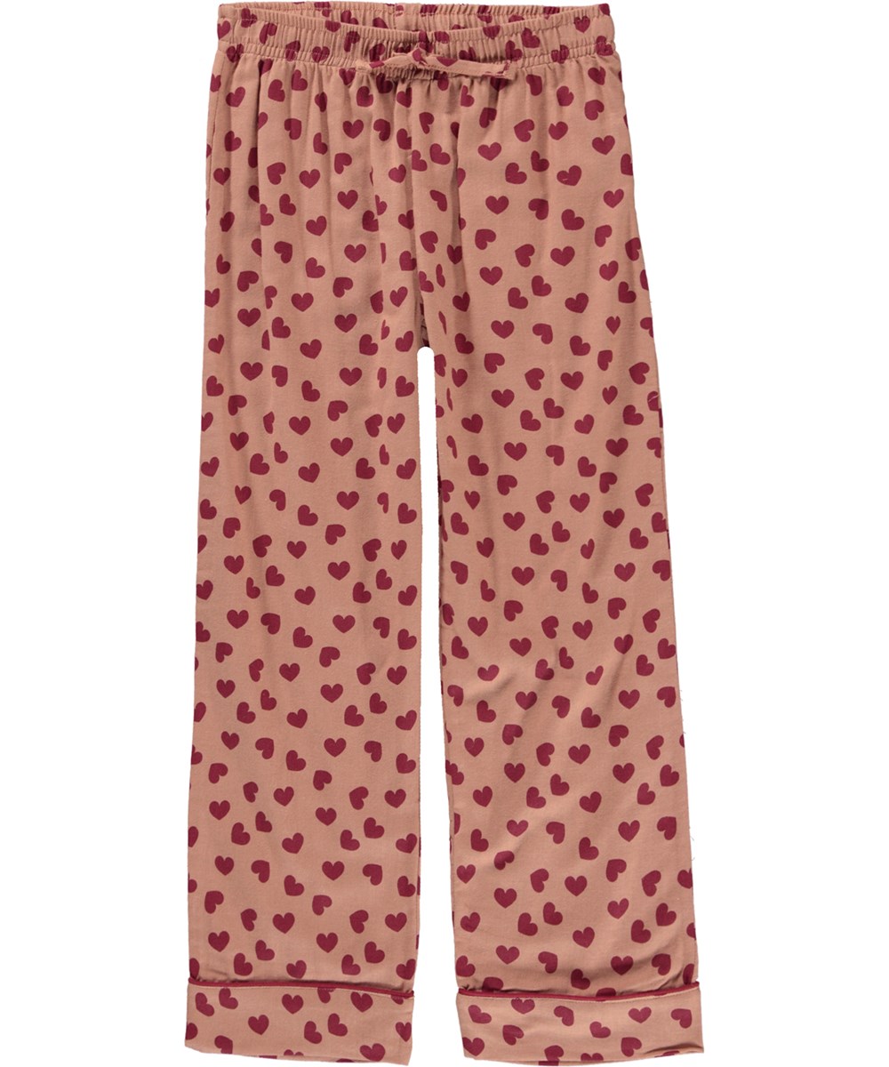 Lex - Rose Mist Love - Lichtroze biologische pyjama met hartjesprint