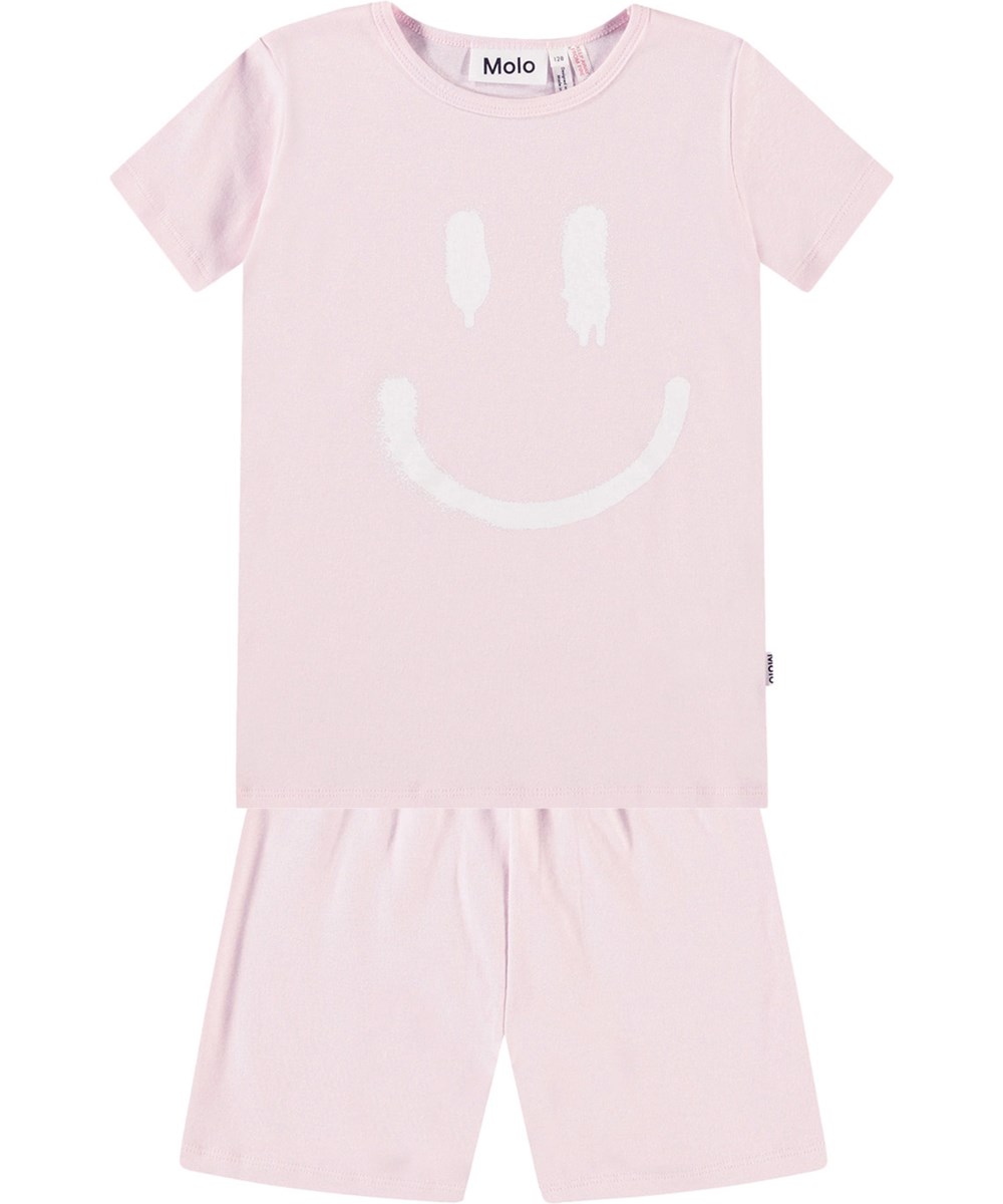 Lou US - Charlotte Pink - Roze pyjama met korte mouwen en pijpen van rekbaar biologisch katoen.