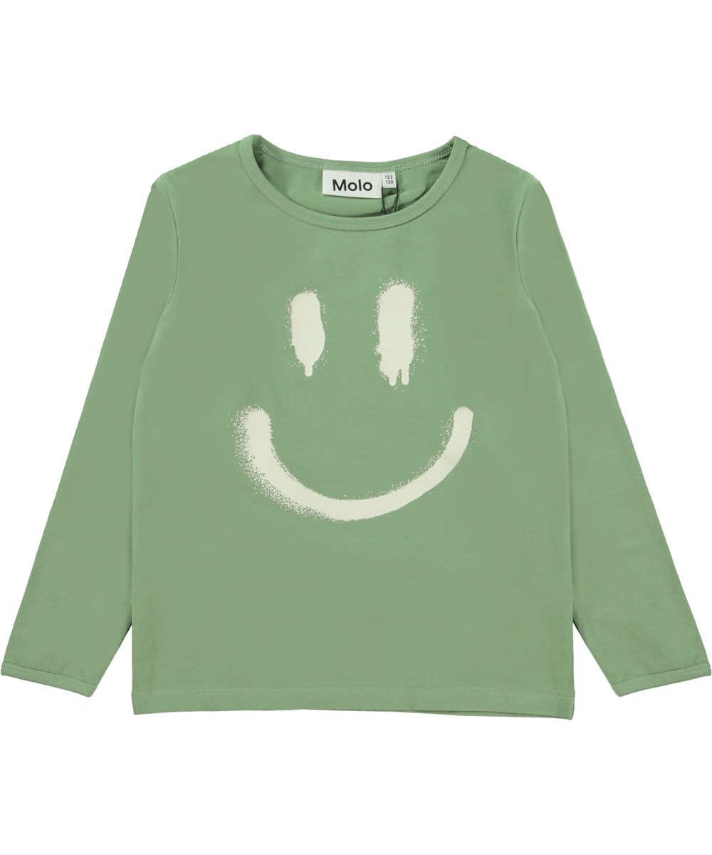 Luve - Meadow - Groene biologische pyjama met smiley