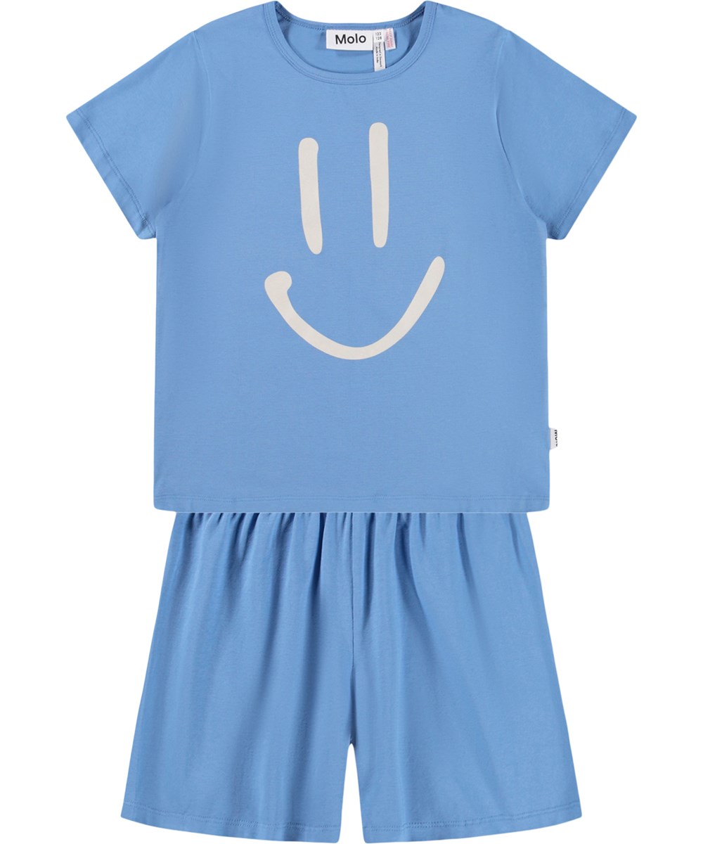 Luvis - Blue Tide - Blauwe kinderpyjama met print gemaakt van biologisch katoen