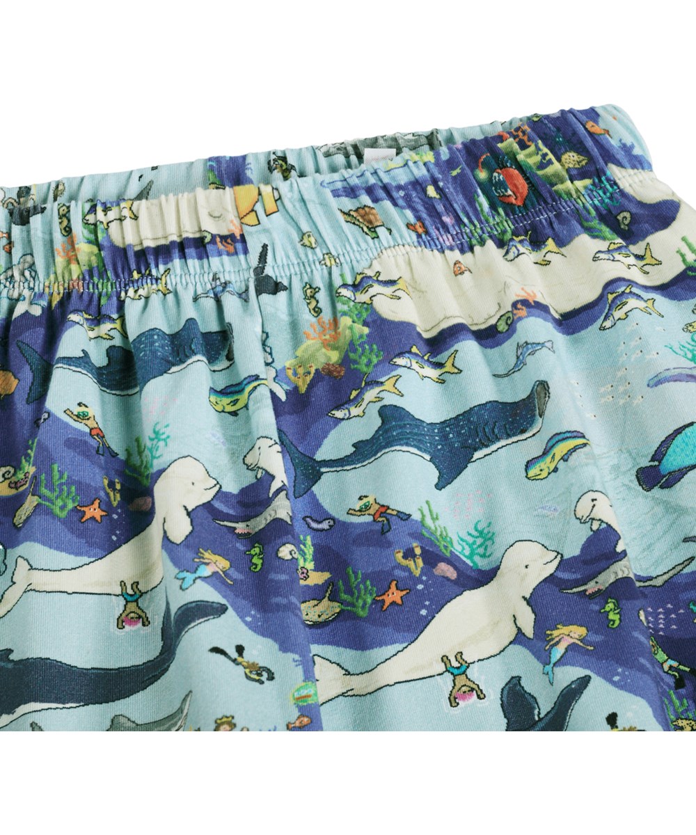 Luvis - Pixel Sea - Blauwe kinderpyjama met print gemaakt van biologisch katoen