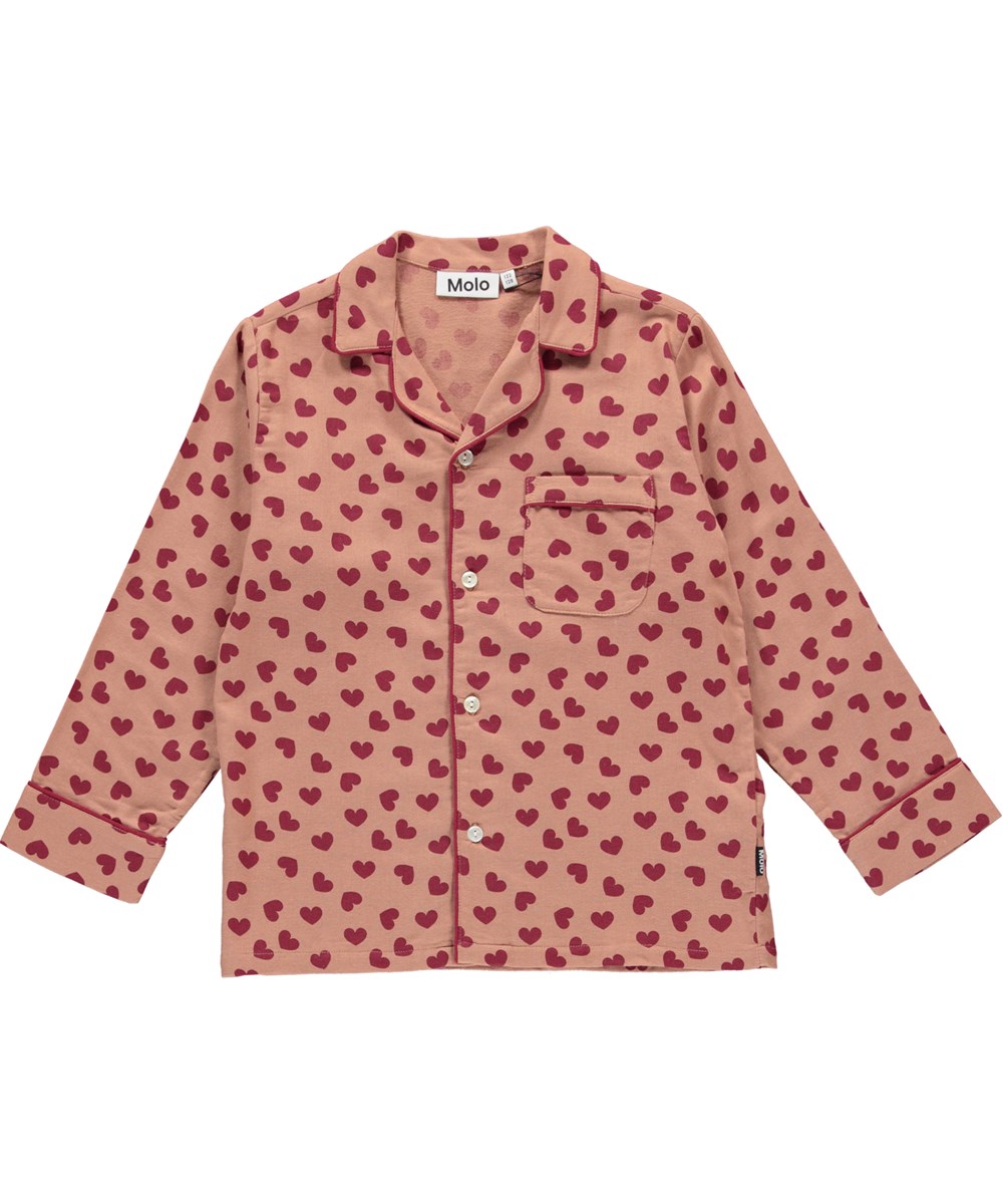 Lex - Rose Mist Love - Økologisk rosa nattøj med print af hjerter