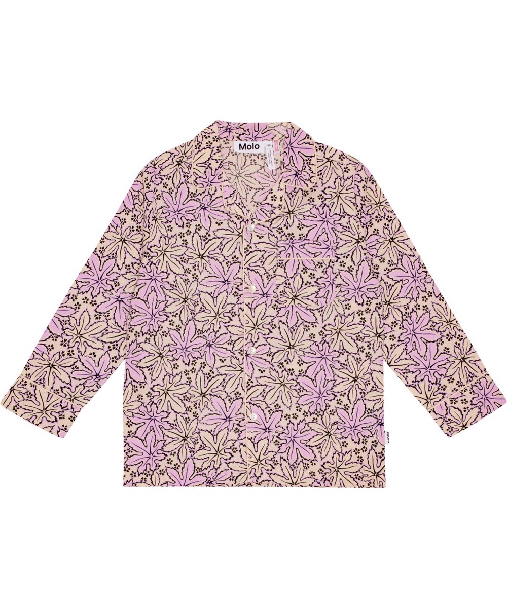 Lex US - Leafy Nightwear - Lille og lyserødt nattøjsæt med blad print