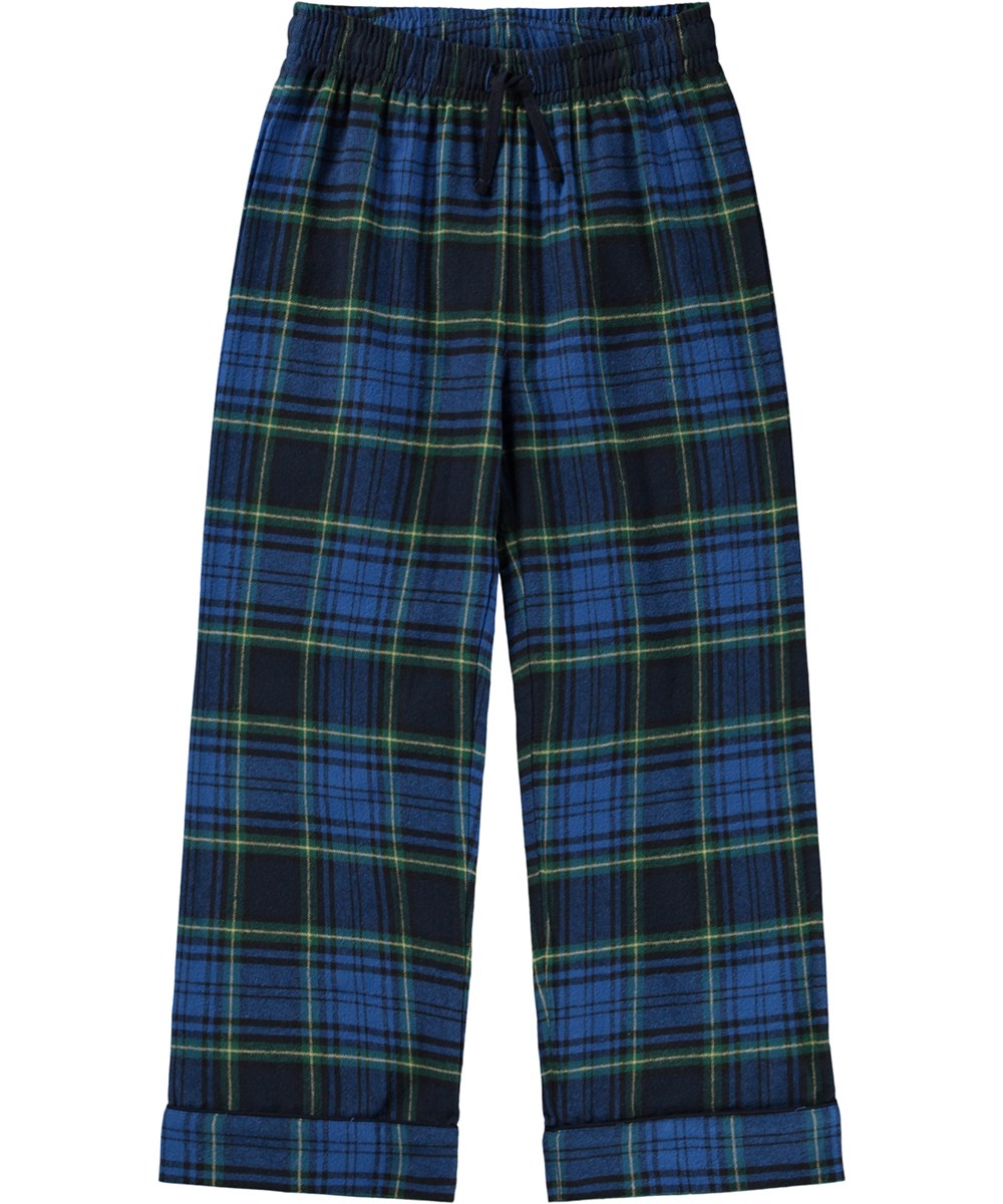 Lex - Depths Check - Blue checkered pyjama set for children made of organic cotton.