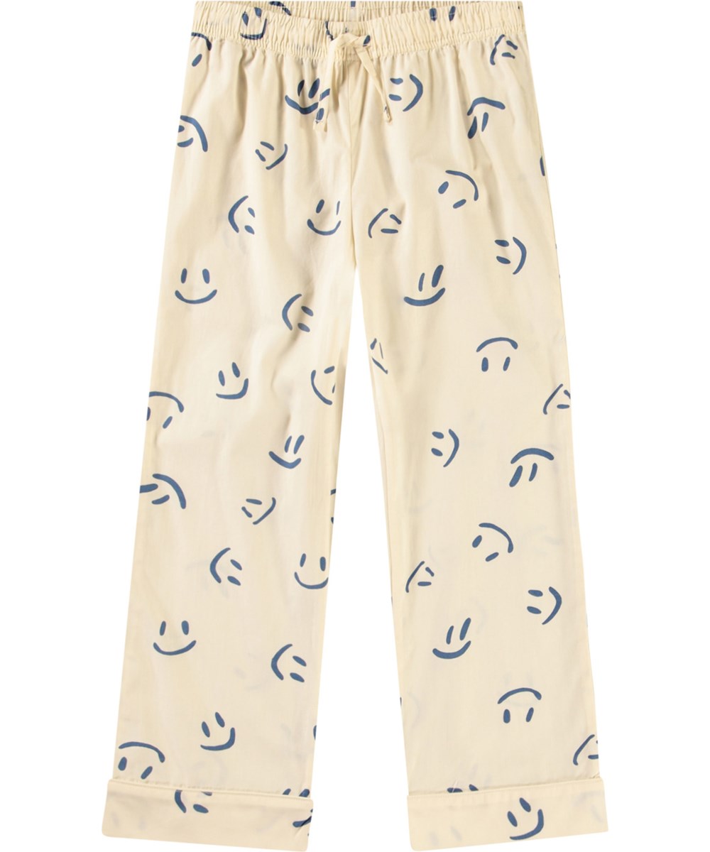 Lex - Happy White - Off-white pyjama set with long sleeves and legs in organic cotton.