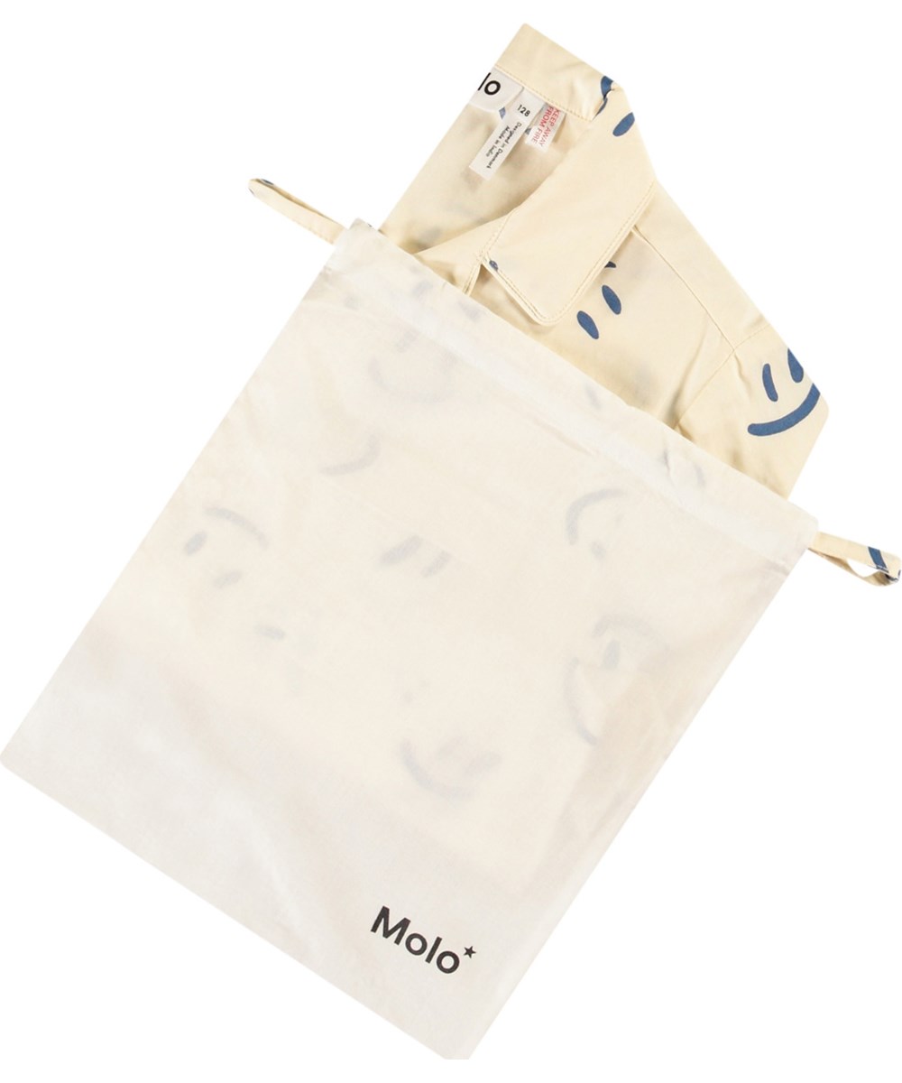 Lex - Happy White - Off-white pyjama set with long sleeves and legs in organic cotton.