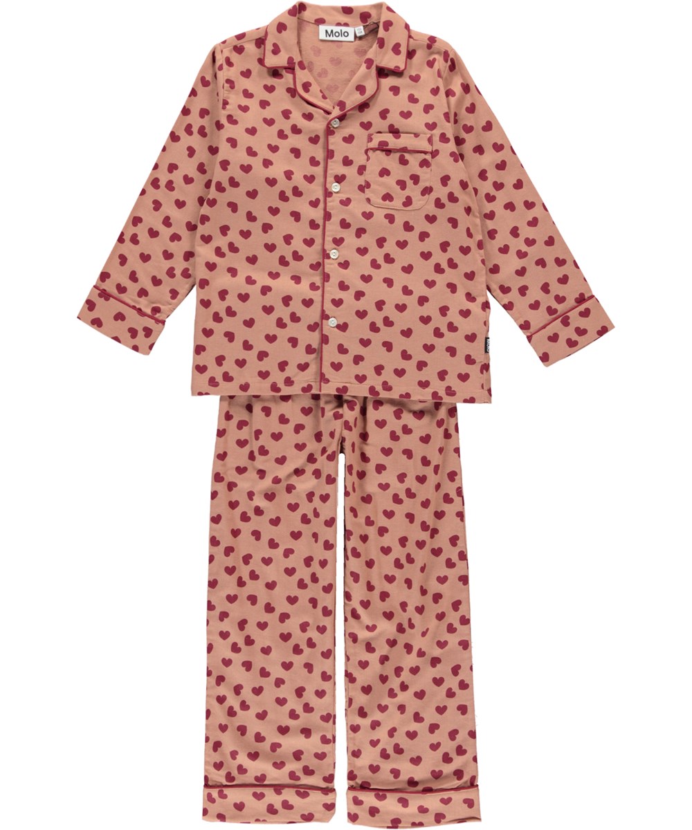 Lex - Rose Mist Love - Rose organic pyjamas with heart print