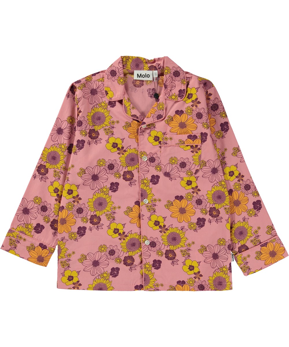 Lex - Rose Retro - Pink organic pyjamas set with all over floral print