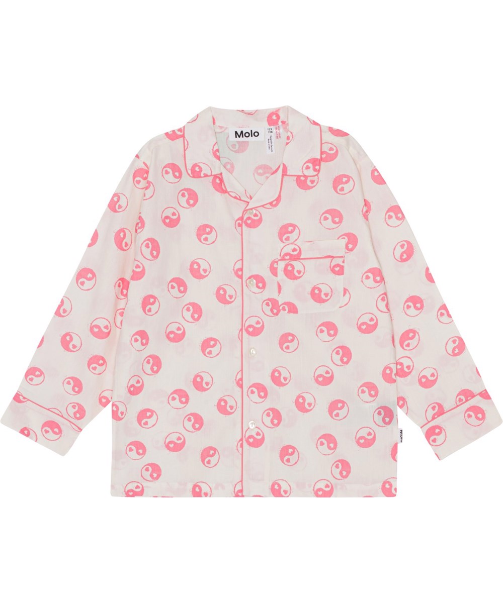 Lex - Yin Yang Confetti - Off-white nightwear set in soft, organic cotton with a print of yin/yang symbols