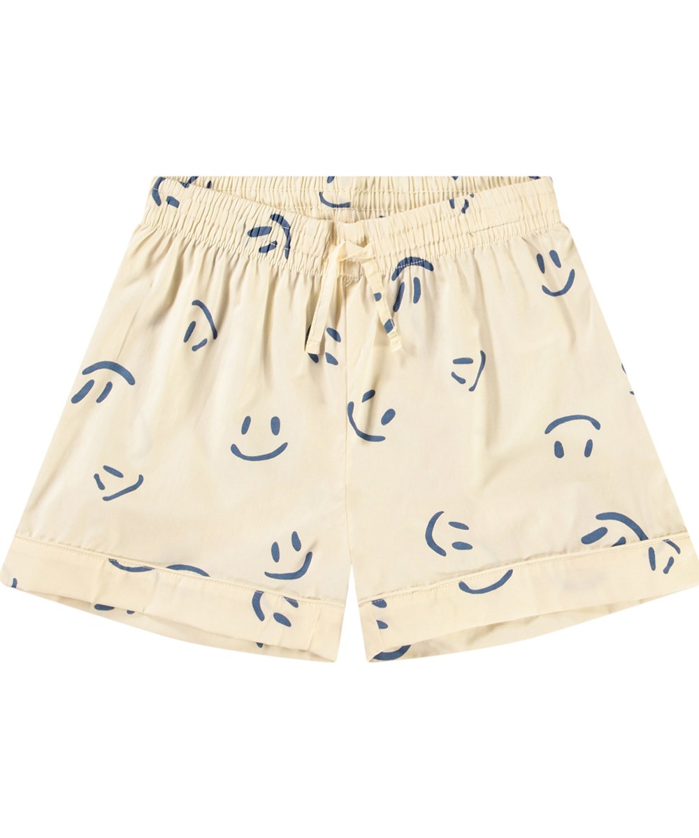 Lexi - Happy White - Off-white pyjama set with short sleeves and legs in a soft cotton blend.
