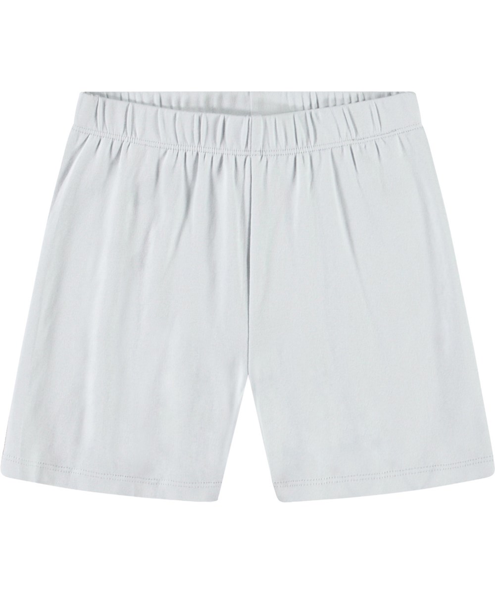 Lou US - Skywriting - Light blue pyjamas with short sleeves and legs in stretchy organic cotton.