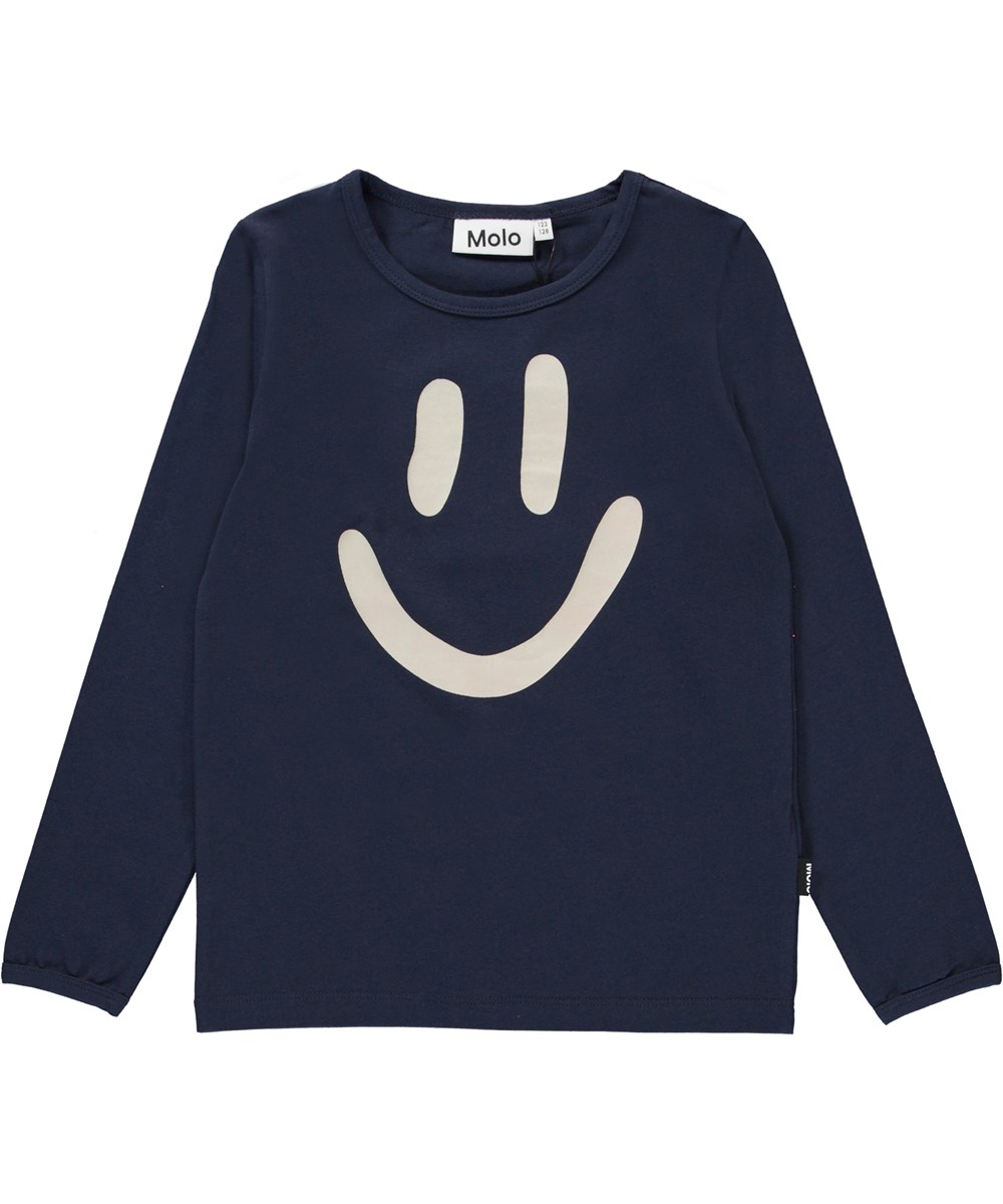 Luve - Galaxy Blue - Blue organic pyjamas with smiley face print