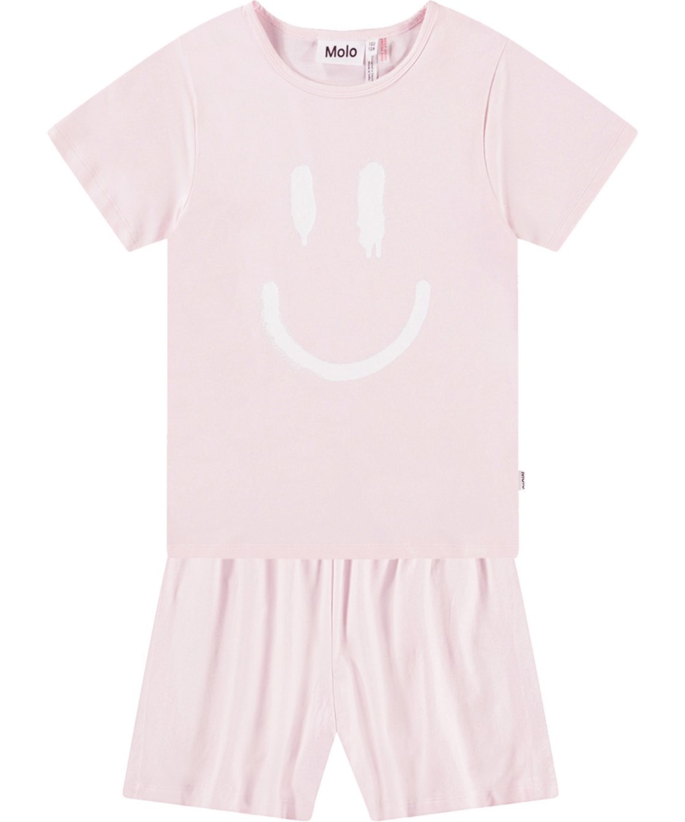 Luvis - Charlotte Pink - Pink pyjamas with short sleeves and legs in stretchy organic cotton.