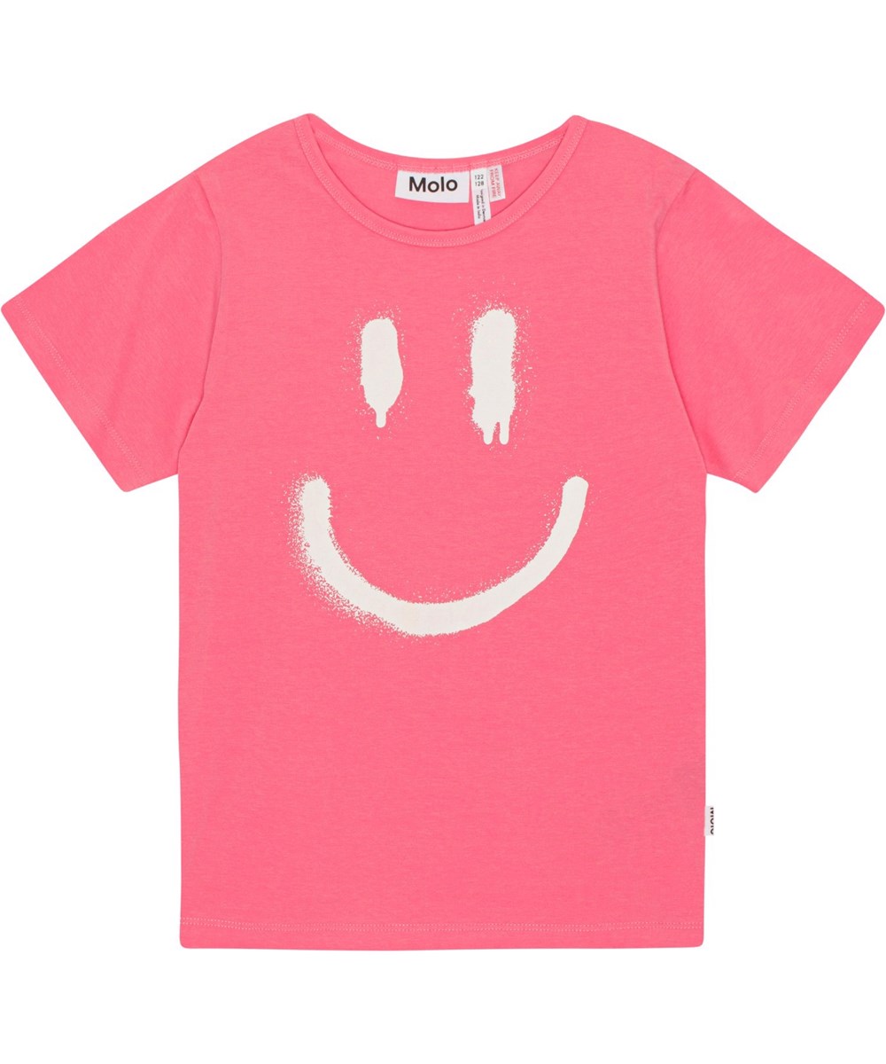 Luvis - Confetti - Pink nightwear with a print of a smiling face in organic cotton 