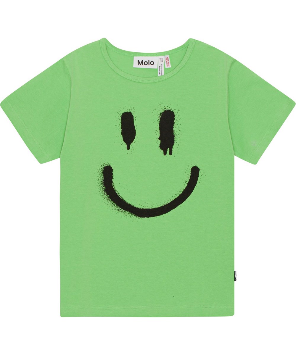 Luvis - Grass Green - Green nightwear with a print of a smiling face in organic cotton