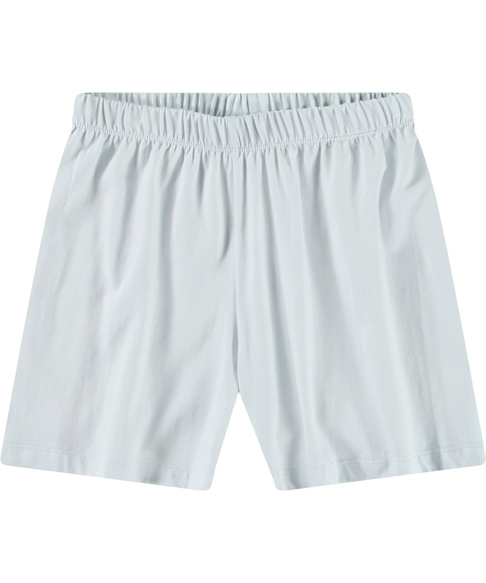 Luvis - Skywriting - Light blue pyjamas with short sleeves and legs in stretchy organic cotton.