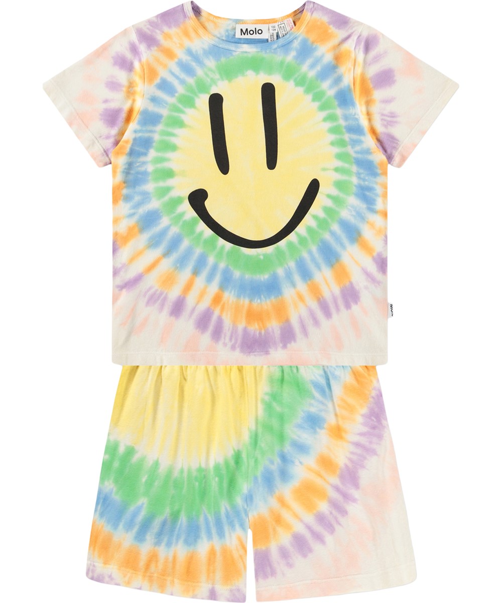 Luvis - Tie Dye Night - Multicoloured tie-dye two-piece pyjamas for children made of organic cotton
