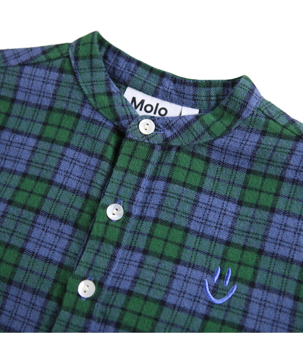 Enoz - Blue Pine Check - Groen en blauw geblokte shirt voor de kleintjes gemaakt van biologisch katoen.