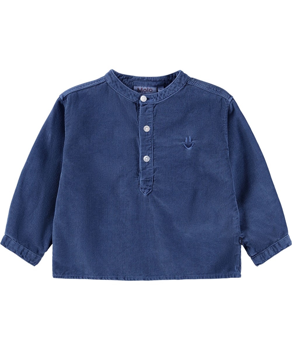 Enoz - Evening Sky - Donkerblauw fluwelen shirt voor de kleintjes gemaakt van biologisch katoen.