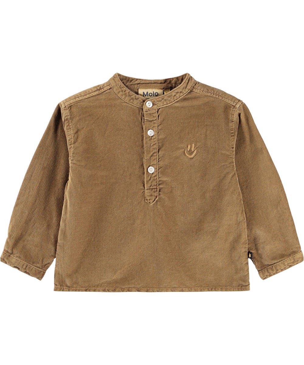 Enoz - Fawn - Bruin fluwelen shirt voor de kleintjes gemaakt van biologisch katoen.