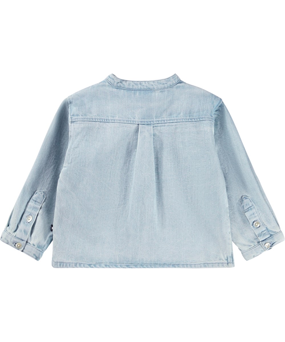 Enoz - Misty Denim - Langarmig shirt voor de kleintjes in lichtblauw denim gemaakt van biologisch katoen.