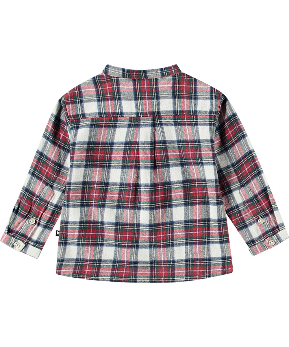 Enoz - Pine Check - Comfortabel rood, zwart en wit geruit blouse van biologisch katoen.