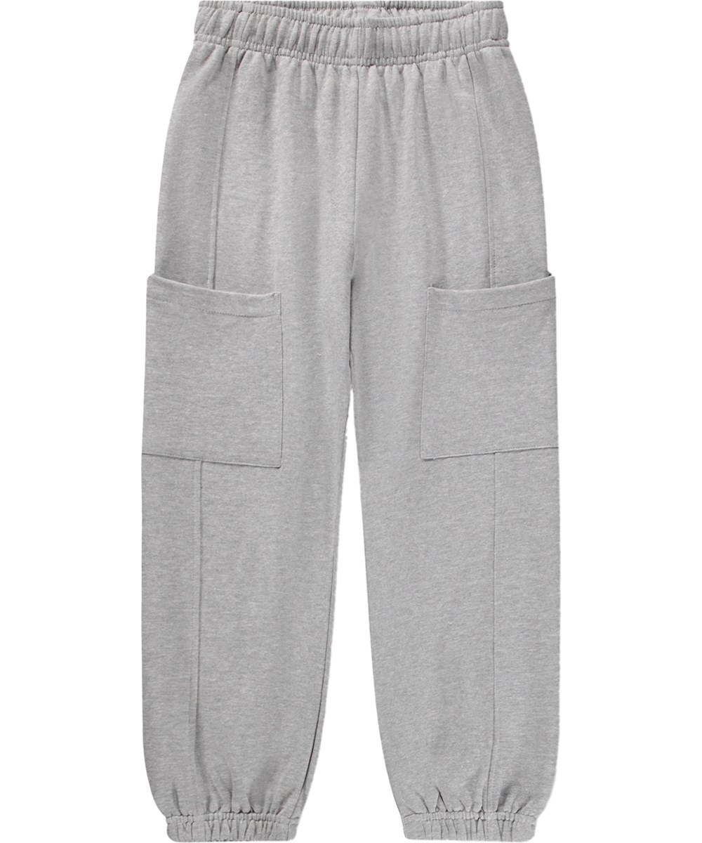 Acton - Grey Melange - Grey trousers for children made of soft organic cotton