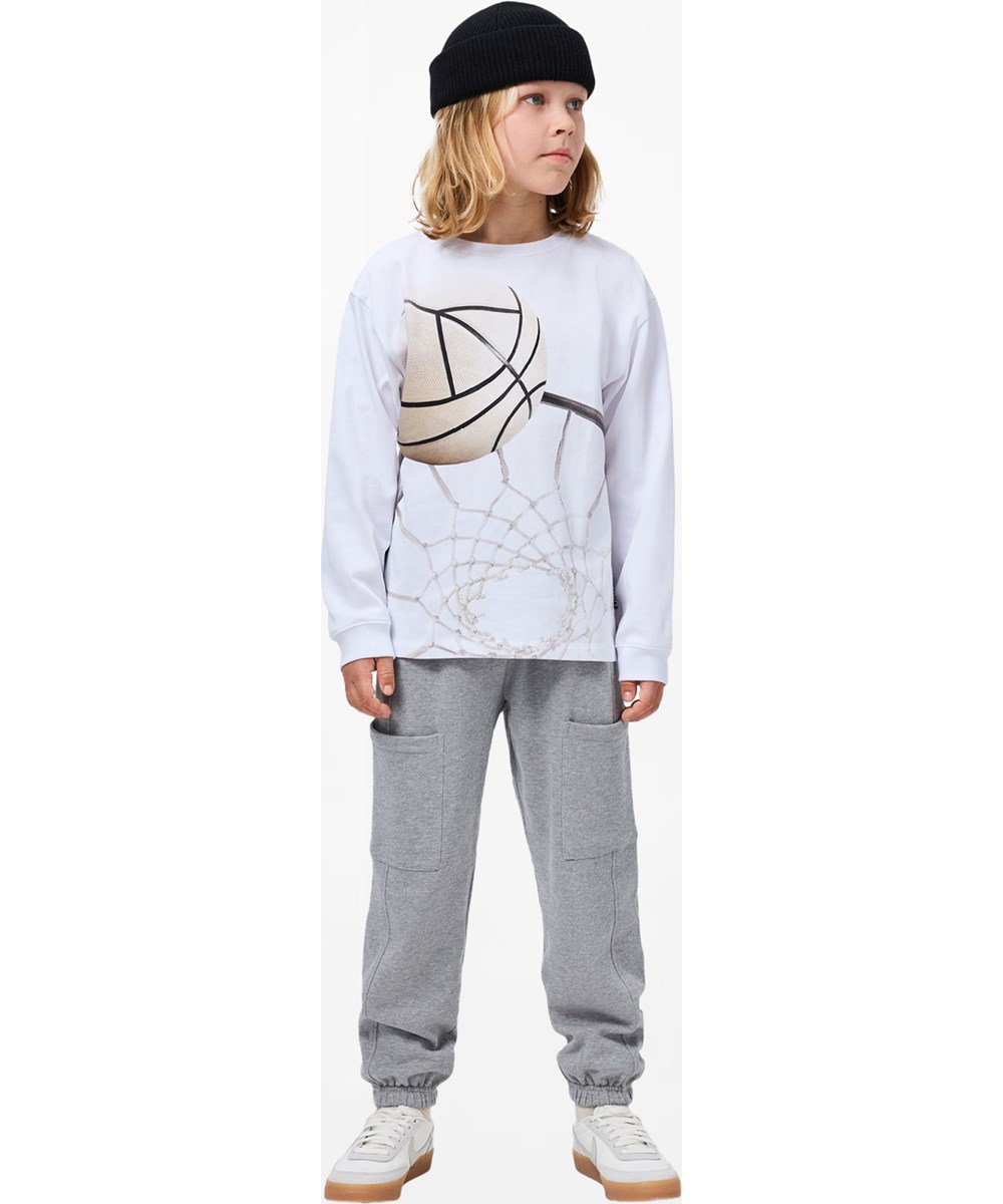 Acton - Grey Melange - Grey trousers for children made of soft organic cotton