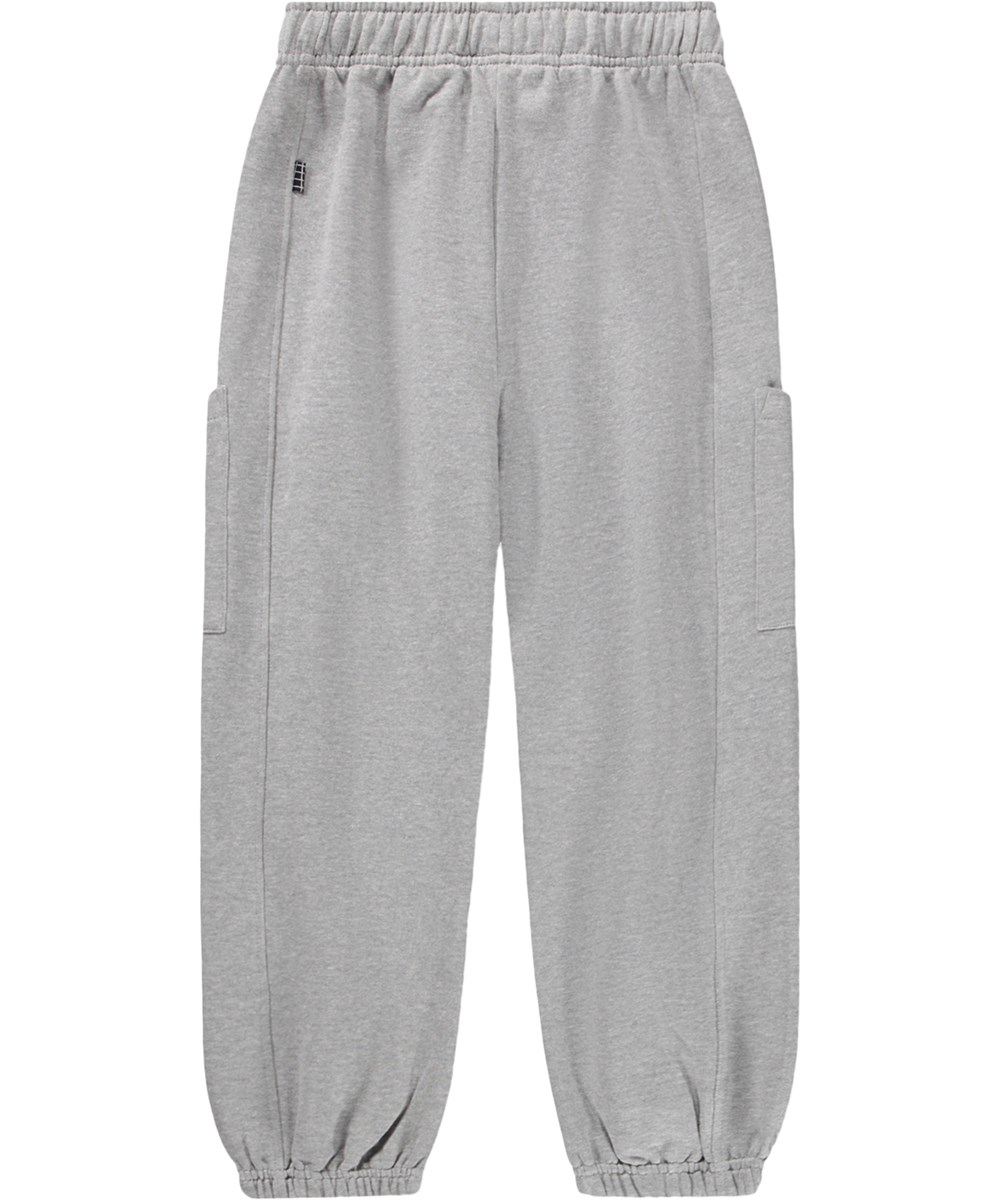 Acton - Grey Melange - Grey trousers for children made of soft organic cotton