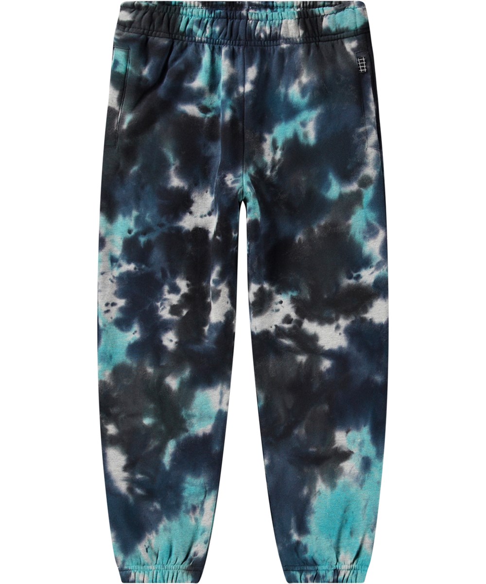 Adan - Blue Dark Dye - Blue tie-dye sweatpants in organic cotton with regular fit.