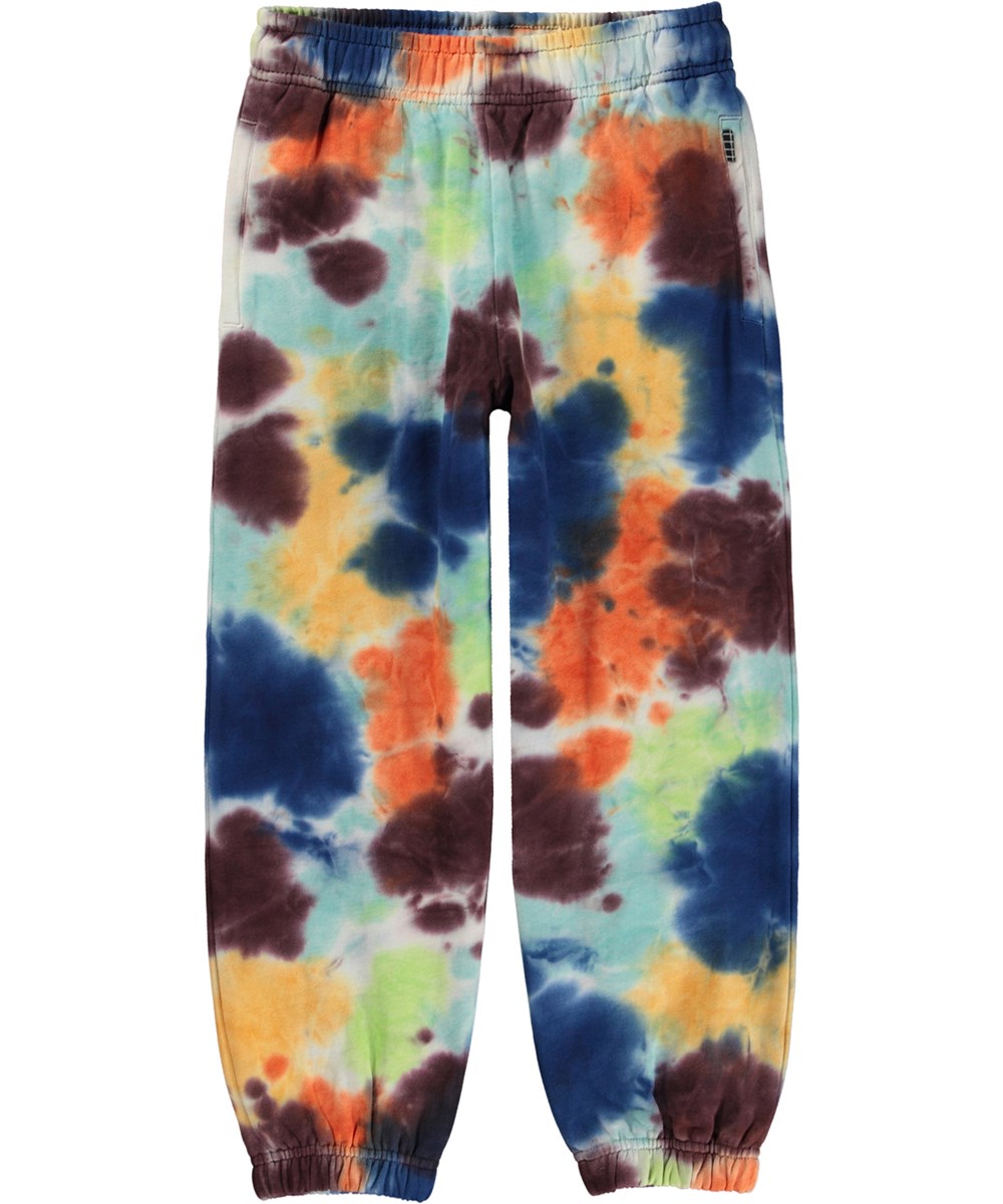 Adan - Colour Mash - Multi-coloured organic joggers in tie-dye print