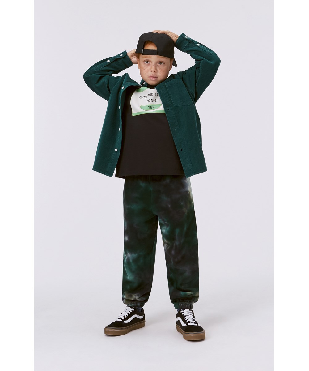 Adan - Dark Dyes - Green organic joggers in tie-dye print