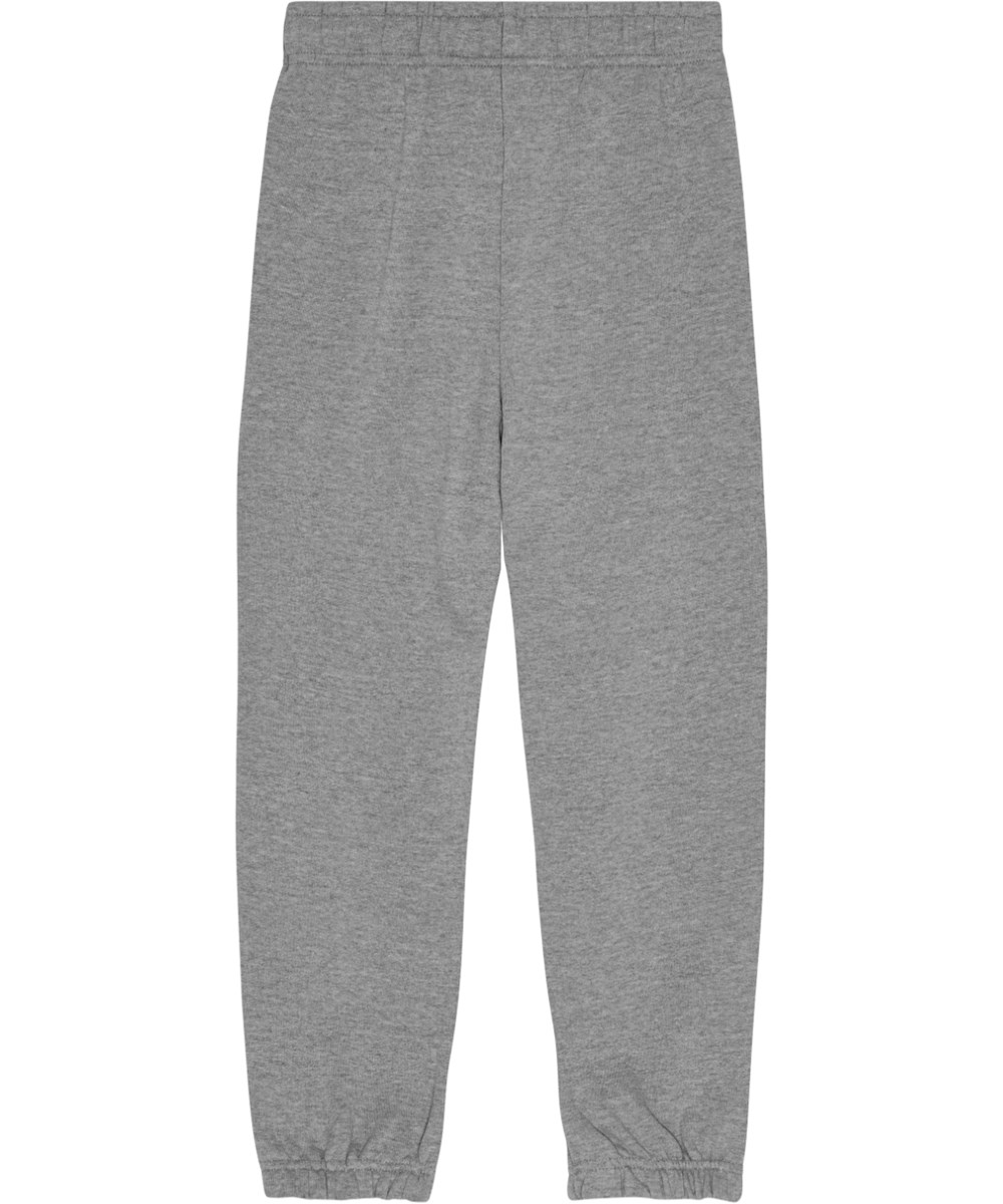 Adan - Grey Melange - Soft and warm grey melange sweatpants with white text print.