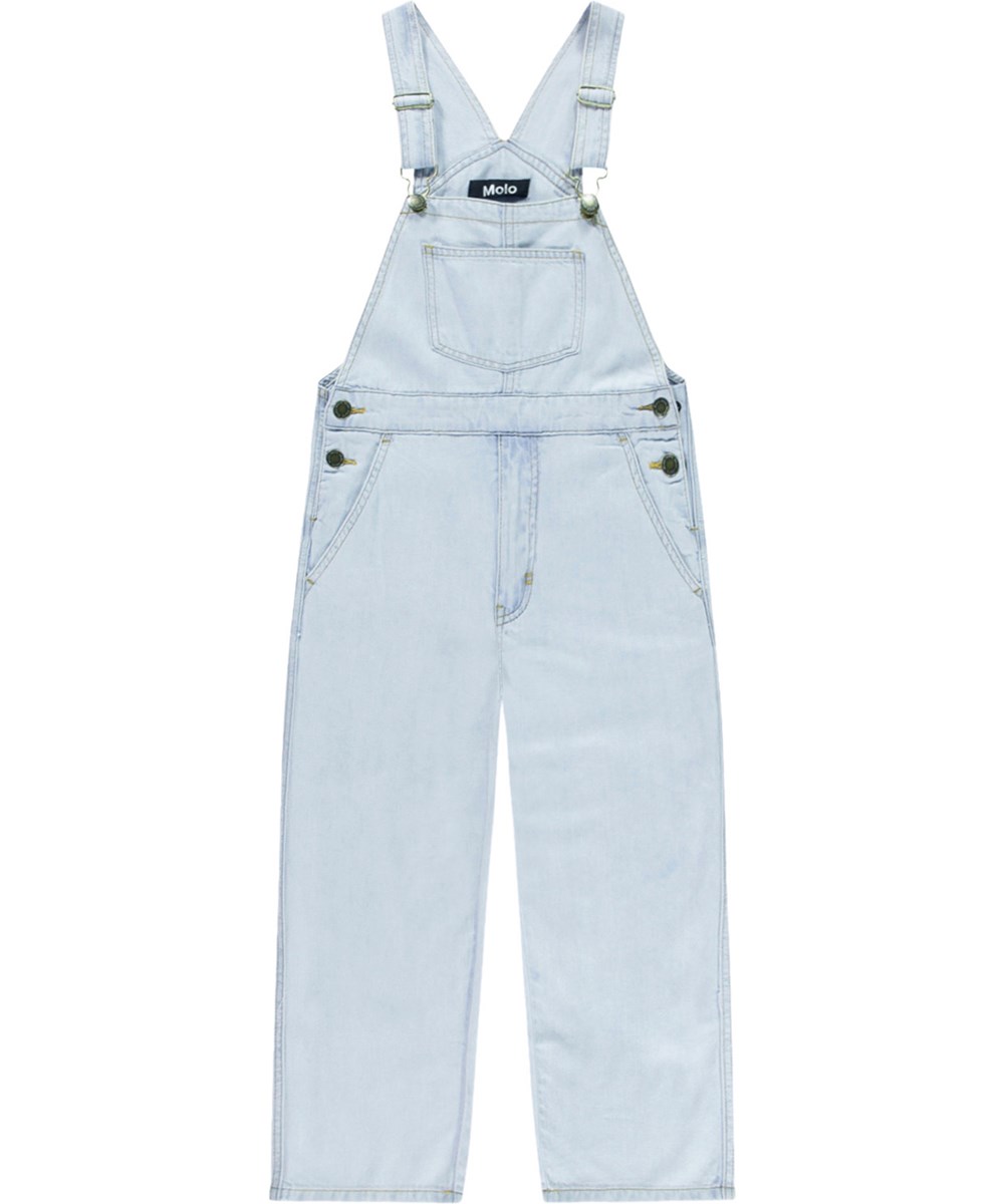 Aer - Bleached Drapy - Light blue denim dungarees for children.