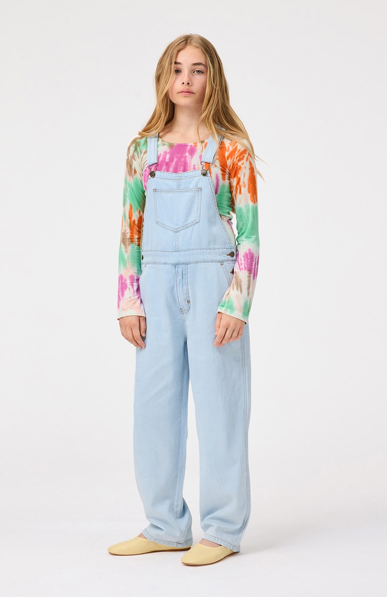 Aer - Bleached Drapy - Light blue denim dungarees for children.