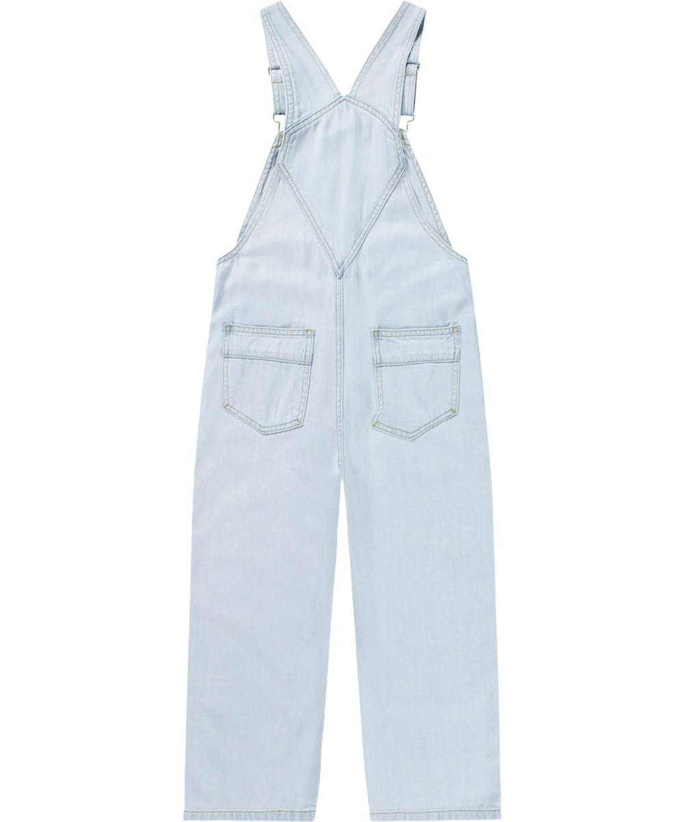 Aer - Bleached Drapy - Light blue denim dungarees for children.