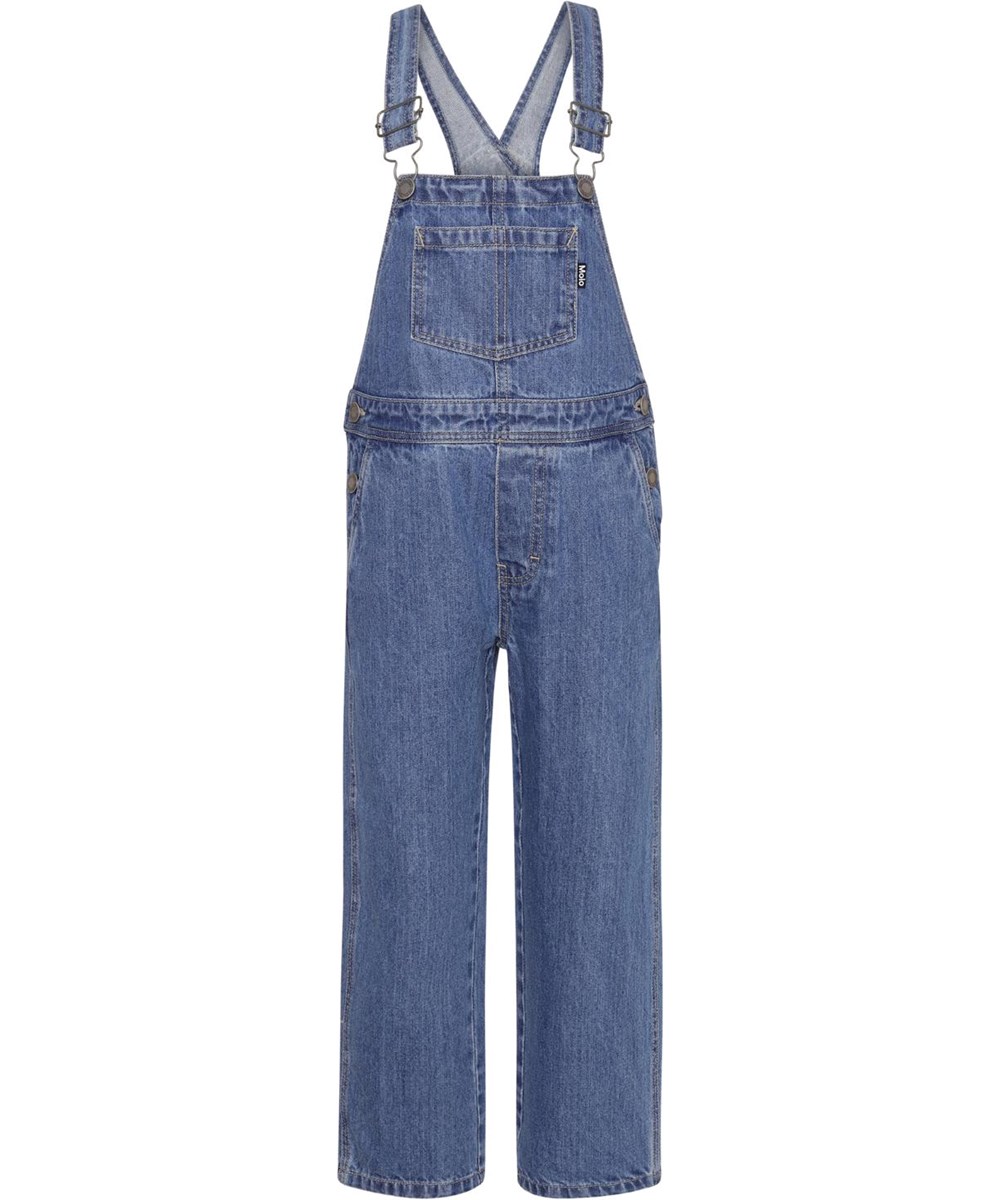 Aer - Blue Denim - Unisex denim dungarees in blue