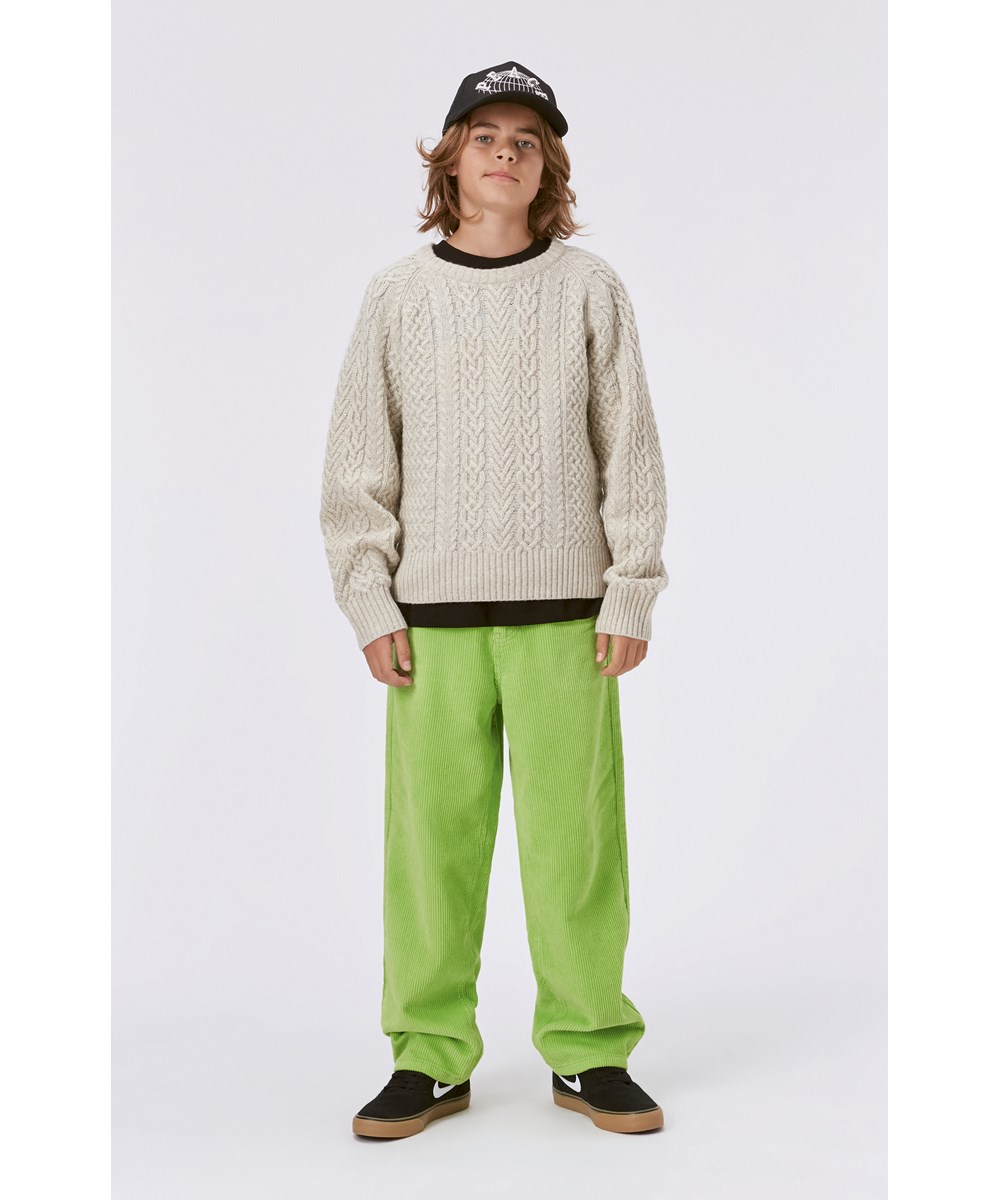 Aiden - Glowing Green - Neon green trousers in corduroy