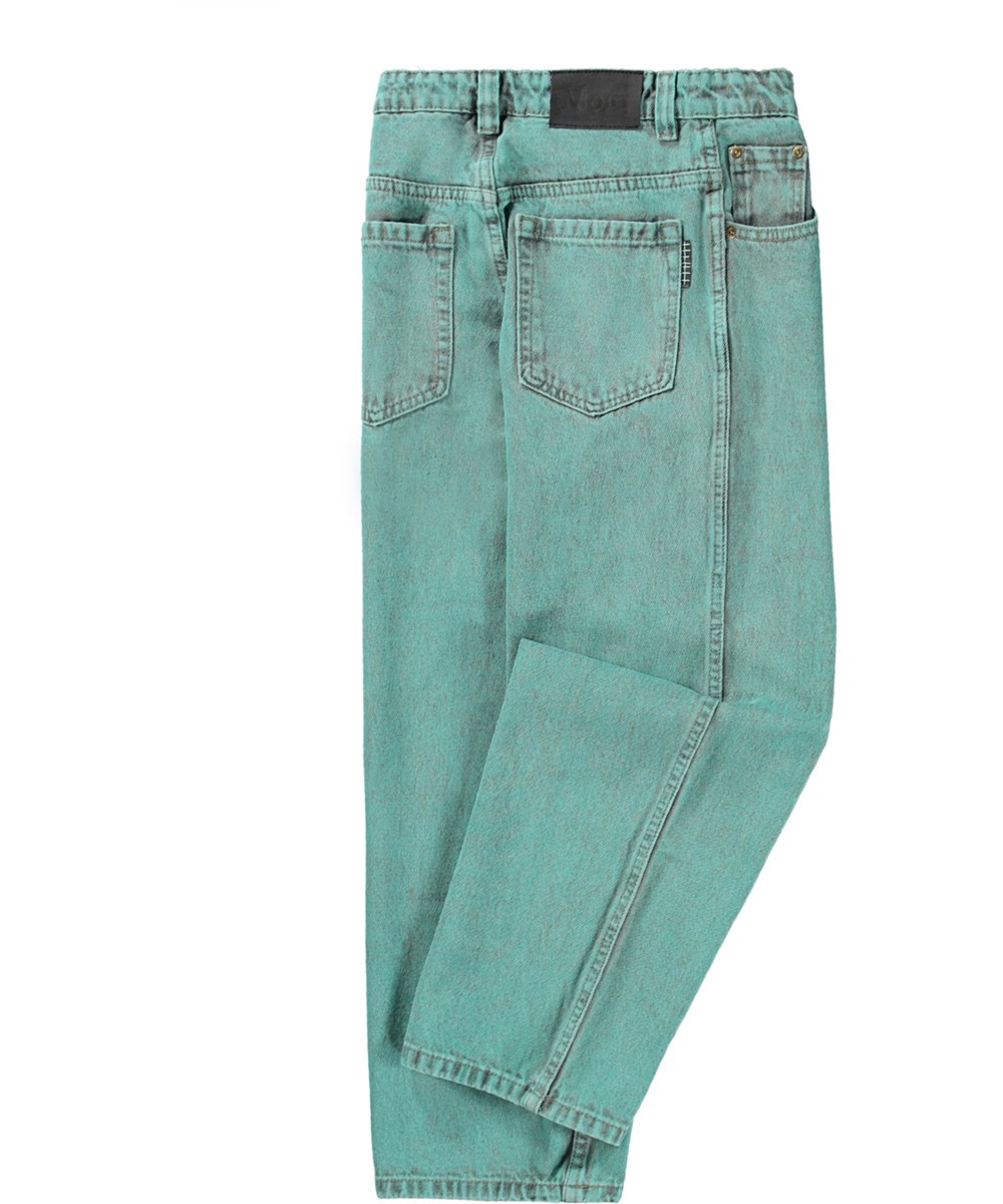 Aiden - Pacific Overdye - Unisex jeans in turquoise washed cotton