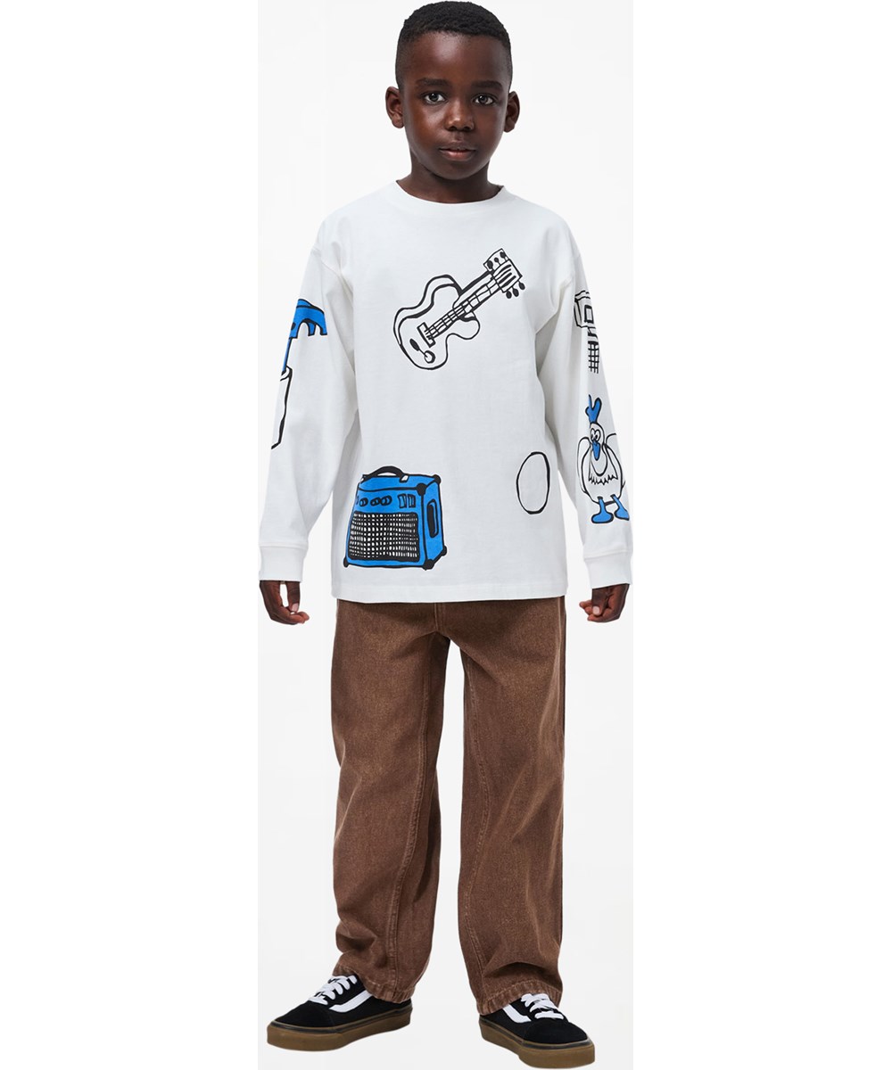 Aiden - Wooden Wash - Brown cotton jeans for children