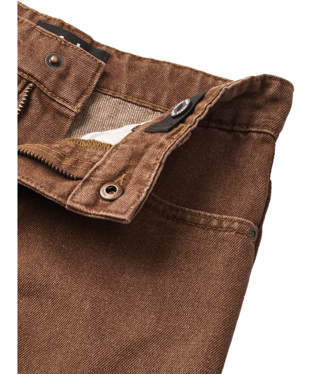 Aiden - Wooden Wash - Brown cotton jeans for children